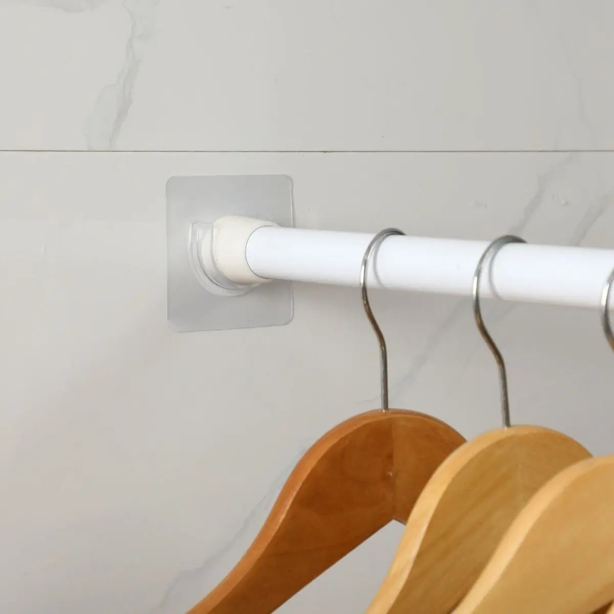 10pcs No-Drill Extendable Adjustable Rod Holder, Curtain Rod Fixed Bracket, Strong Adhesive Hanging Rod Stand, Wall-Mounted Shower Curtain Track Holder, Restroom Bathroom Accessories