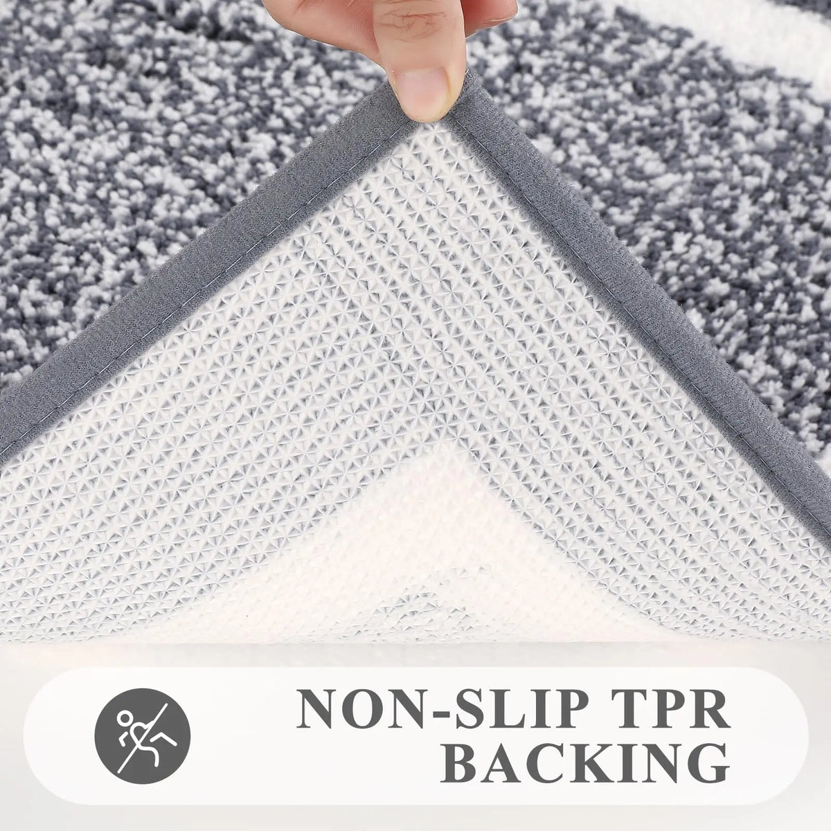 Bathroom Rugs 3 Piece Set, Non Slip Washable Bath Mat, Black | Soft Plush Microfiber, Super Absorbent Floor Carpet, U Shaped Toilet Mats, Quick Dry, Shaggy Shower Rugs Runners
