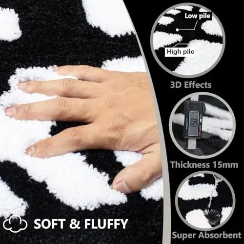 31"x18" Funny Get Naked Plush Fabric Bath Mat - Cozy, Non-Slip, Water-Absorbent, Decorative Indoor Use Bathroom Rug, Ultra-Soft Tub Side Mat, Trendy Black & White Machine-Washable Home Accent
