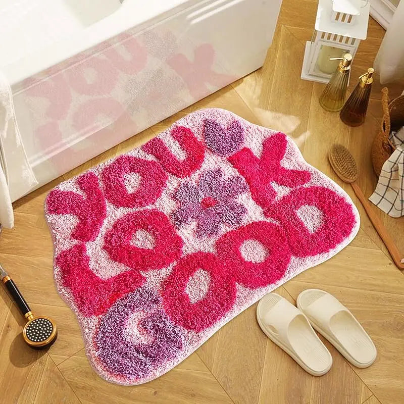You Look Good Bath Rug, Fun Bathroom Rug,Black Bathroom Rugs Cool Rugs for Bedroom Non Slip Microfiber Plush Cool Mat for Bedroom Washable Absorbent for Bathtub 21"x25"