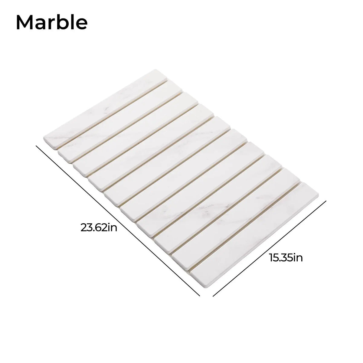 Large Slatted Minimalist Natural Stone Diatomaceous Earth Bath Mat - 24x16in Water Absorbent Quick-Dry Shower Rug, Heat Resistant, Durable, Eco-Friendly Bathroom Accessory, Box Packed, Sohochic