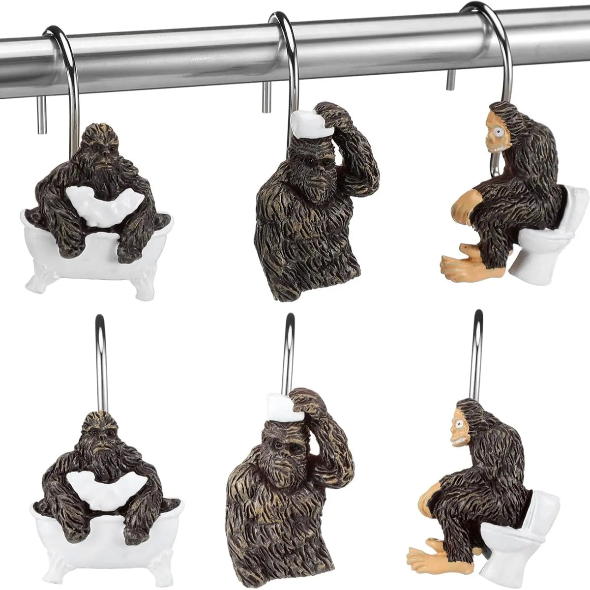 12Pcs Highland Cow Shower Curtain Hooks, Rustproof Stainless Steel Smooth Glide, Farmhouse Western Bathroom Decor for Rustic Home Guest Bath, Cute Cow Lover Gift Fall Halloween