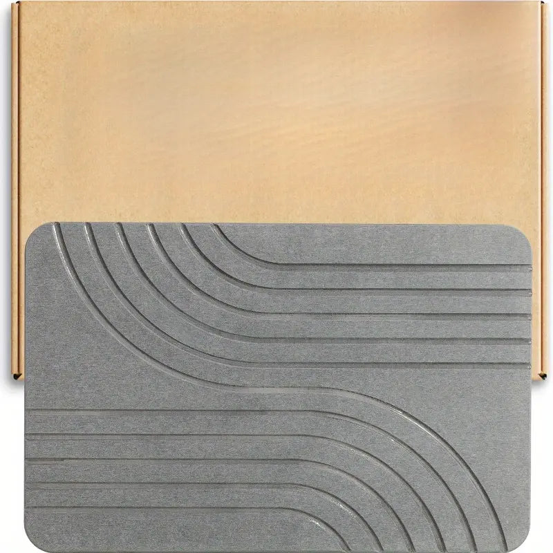 Rectangle Sandstone Diatomaceous Earth Bath Mat - Non-Slip, Quick-Drying, Absorbent, Plain Modern Aesthetic, Hand Wash Only, 23.5x15in Indoor Bathroom Accessory for Shower, House Accessories, Bath Decor