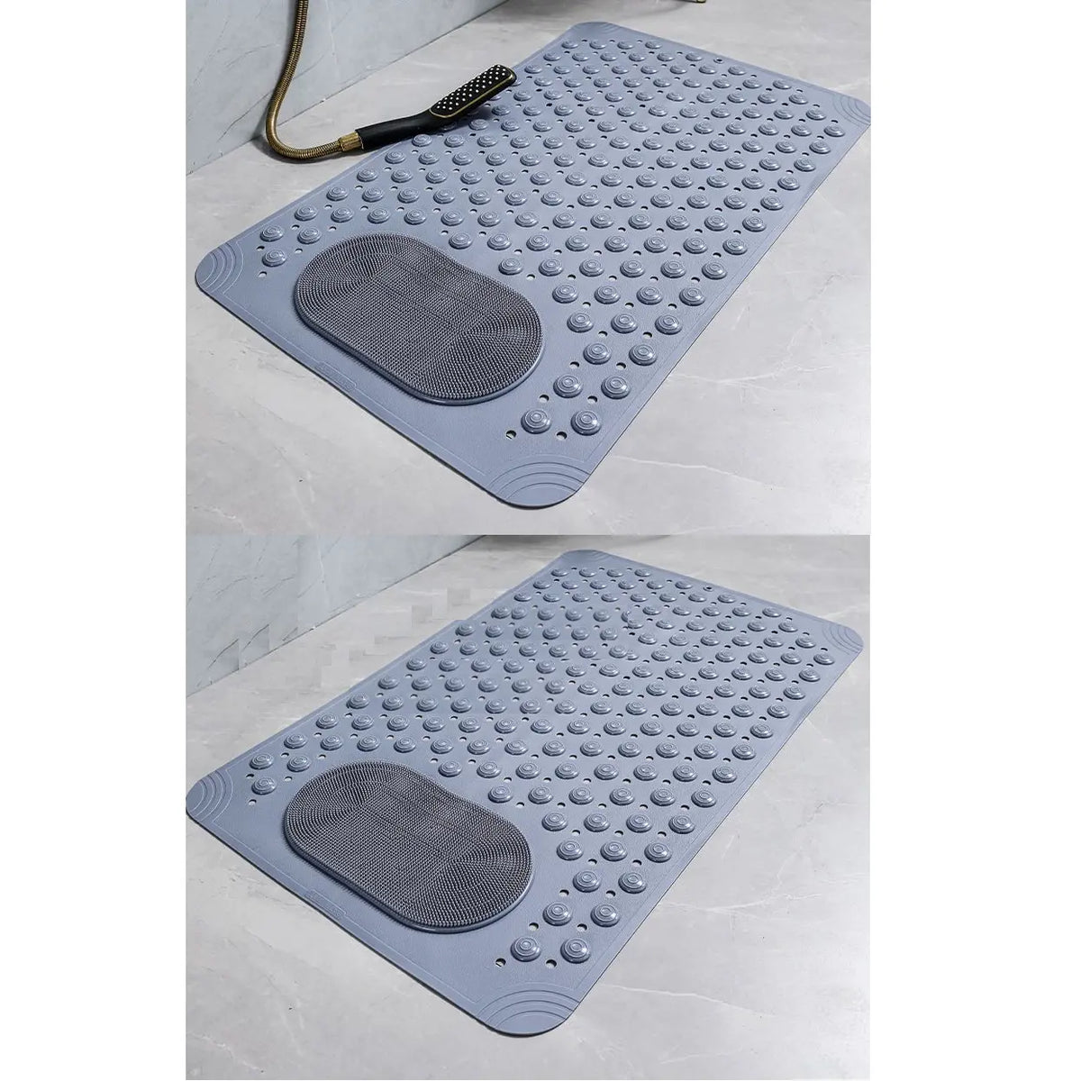 Bath Tub Shower Mat, 27x14 inch Non Slip Bathtub Mat with Suction Cups, Anti Slip Shower Mat with Drain Holes Suction Cups,Shower Foot Scrubber Mat, Foot Massage Bath Mat (Grey)