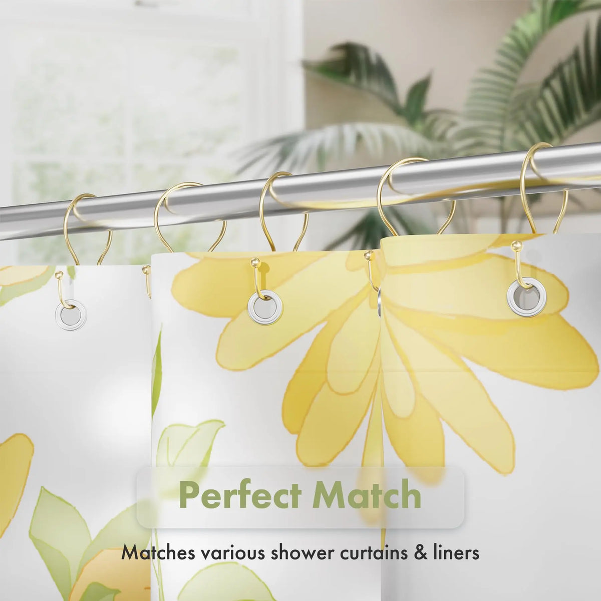 AmazerBath Rustproof Metal Slide-On Double Sided Shower Curtain Hooks - Sturdy, Easy Installation on Rod, 12-Piece Multi-Purpose Bathroom Decor Set