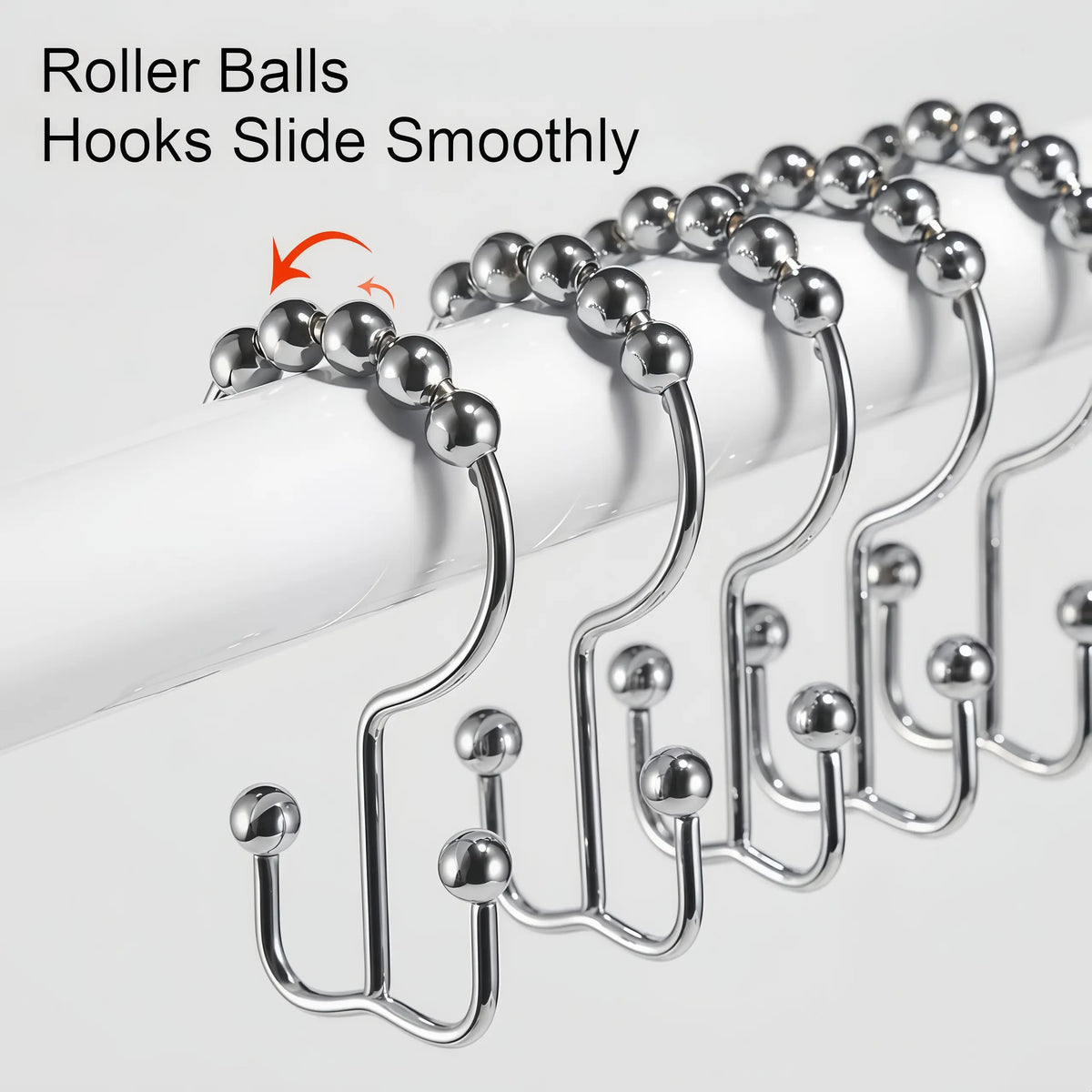 LMMAKE 12PCS Retro Look Electroplated Thick Wire 304 Stainless Steel Shower Curtain Hooks - Ball End, Double Glide Rings, Effortless Gliding, Standard Fit, Indoor/Outd, Scratch-Resistant, All Seasons, Long-Lasting Bathroom Use, Ideal for Renovations