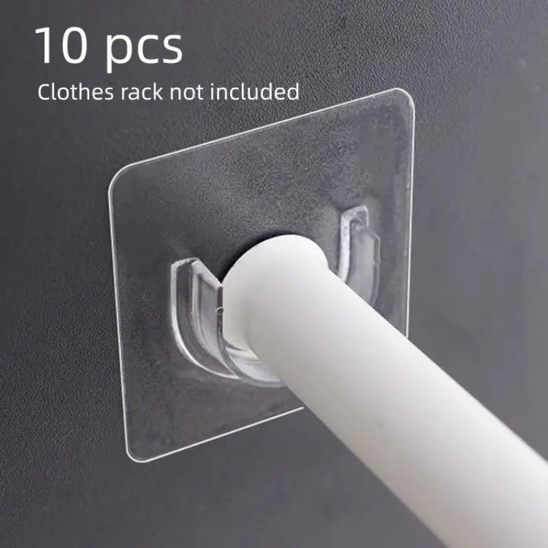 10pcs No-Drill Extendable Adjustable Rod Holder, Curtain Rod Fixed Bracket, Strong Adhesive Hanging Rod Stand, Wall-Mounted Shower Curtain Track Holder, Restroom Bathroom Accessories