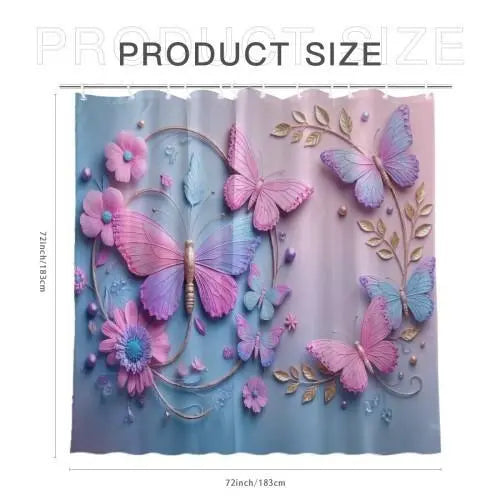 Fairycore Aesthetic 4-Piece Shower Curtain Panel Set Package - Includes Non-Slip Mat, Toilet Cover, 12 Hooks, Shower Curtain Art - Soft Girl Home Vibe Restroom Bath Decor Home Supplies