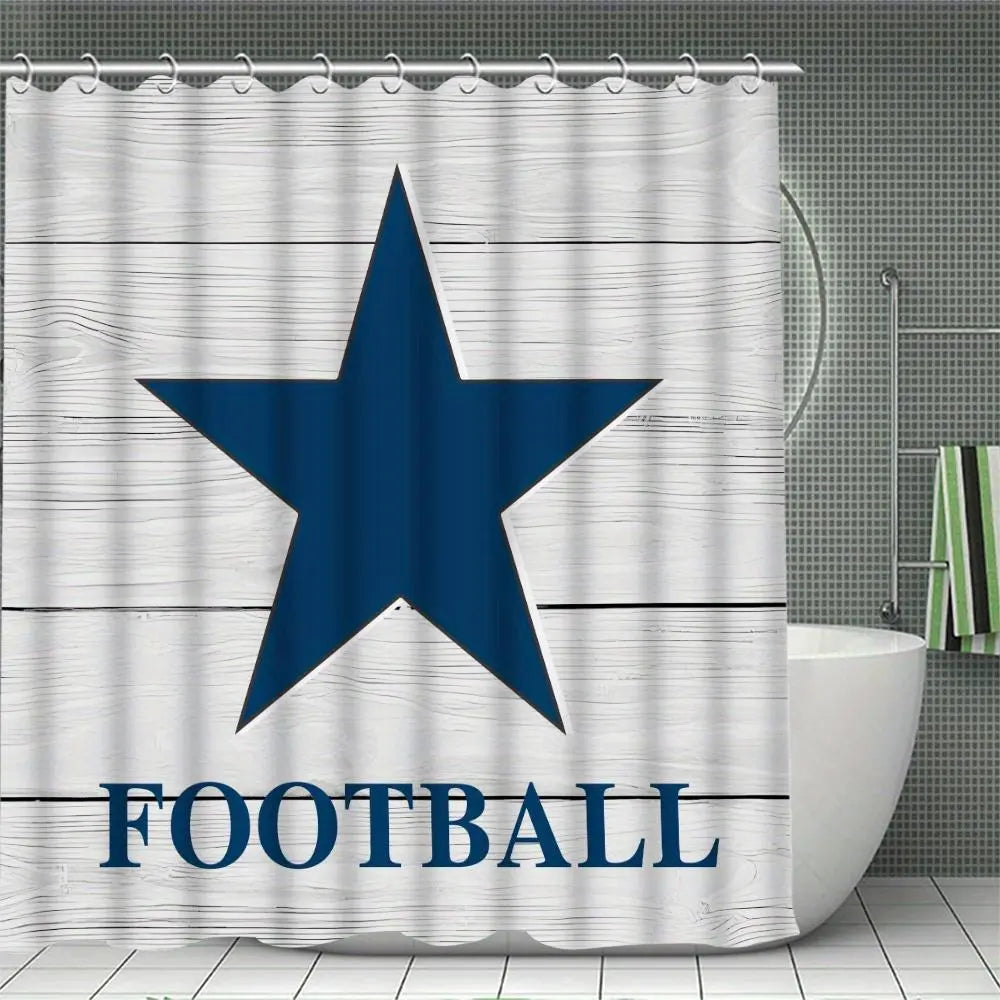 Star Pattern Bathroom Accessories, 4 Counts/set Including Waterproof Shower Curtain & Toilet U-shape Mat & Toilet Lid Cover & Rectangular Mat, Bathroom Decor Supplies, bathroom decoration accessories, Shower Curtain Sets