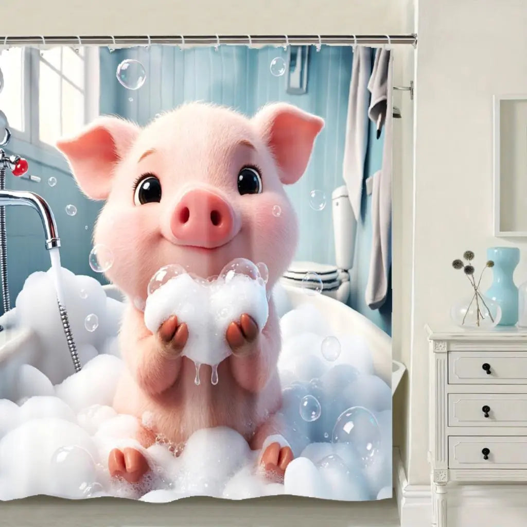 Whimsical Donkey Shower Curtain with Hooks - Machine Washable Polyester Bathroom Decor, Playful Bath Partition & Artistic Animal Design for Home, Elegant Shower Curtain, Home Decoration, Fun Decor, Durable Fabric, Home Decorators