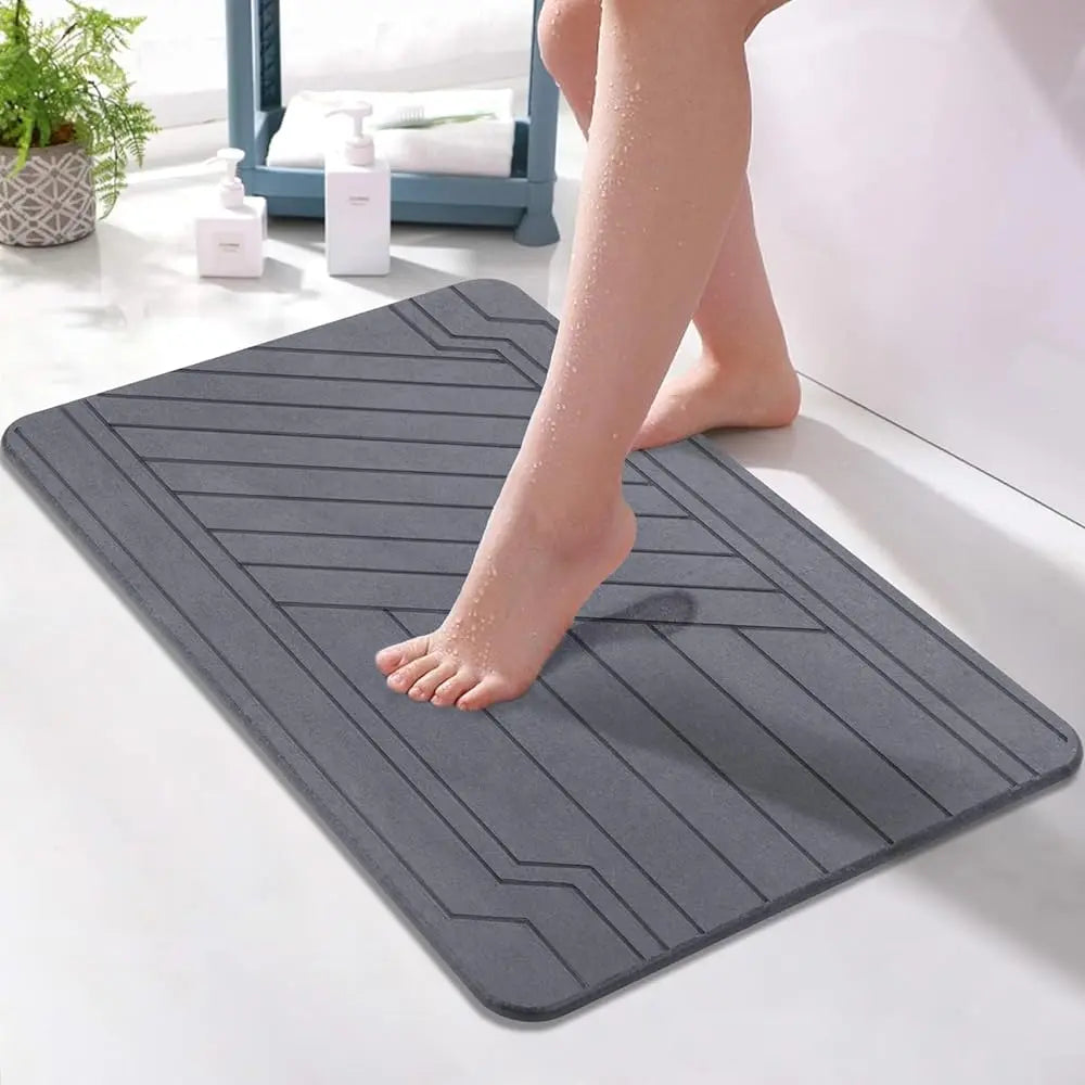 Rectangle Mineral Diatomite Bath Mat - 23.6"x15.4" Ultra Absorbent, Non-Slip, Quick Drying Bath Mat for Tub, Wetroom Bathrooms, Easy to Clean Home Decor Bathroom Accessory Home Essential