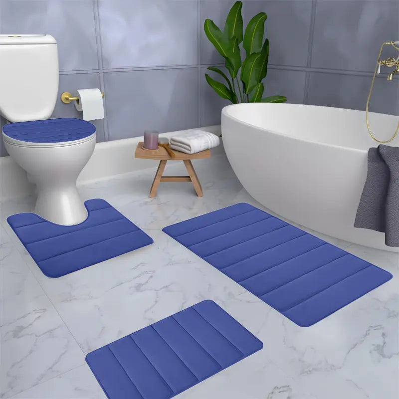 Memory Foam Bath Mat Set, Bathroom Rugs For 3pcs/ 4pcs, Toilet Mats, Soft Comfortable Memory Foam Bath Mat, Water Absorption, Non-slip Bathroom Mat Set, Thick Bathroom Rug Set, Machine Washable, Easier To Dry For Floor Mats