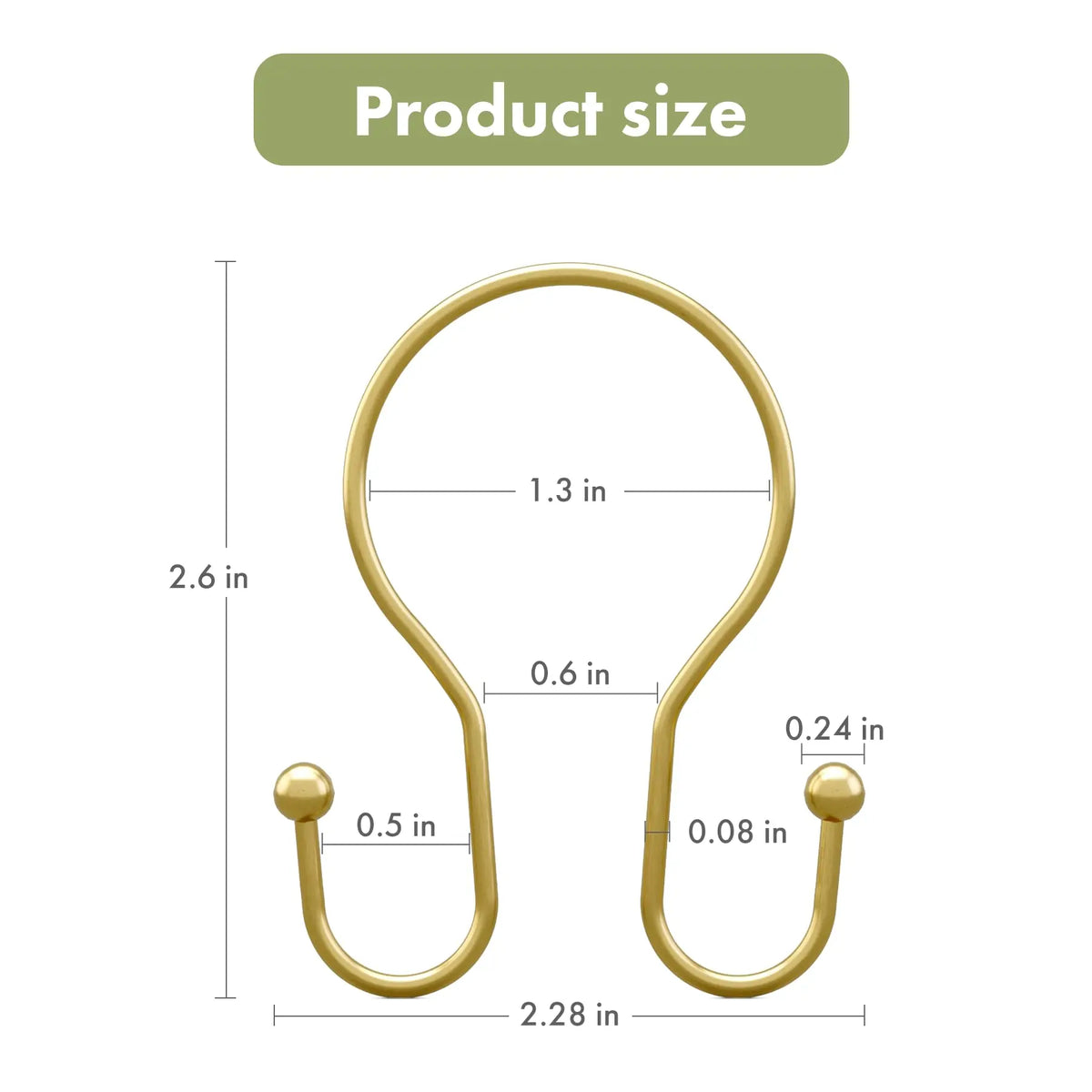 AmazerBath Rustproof Metal Slide-On Double Sided Shower Curtain Hooks - Sturdy, Easy Installation on Rod, 12-Piece Multi-Purpose Bathroom Decor Set