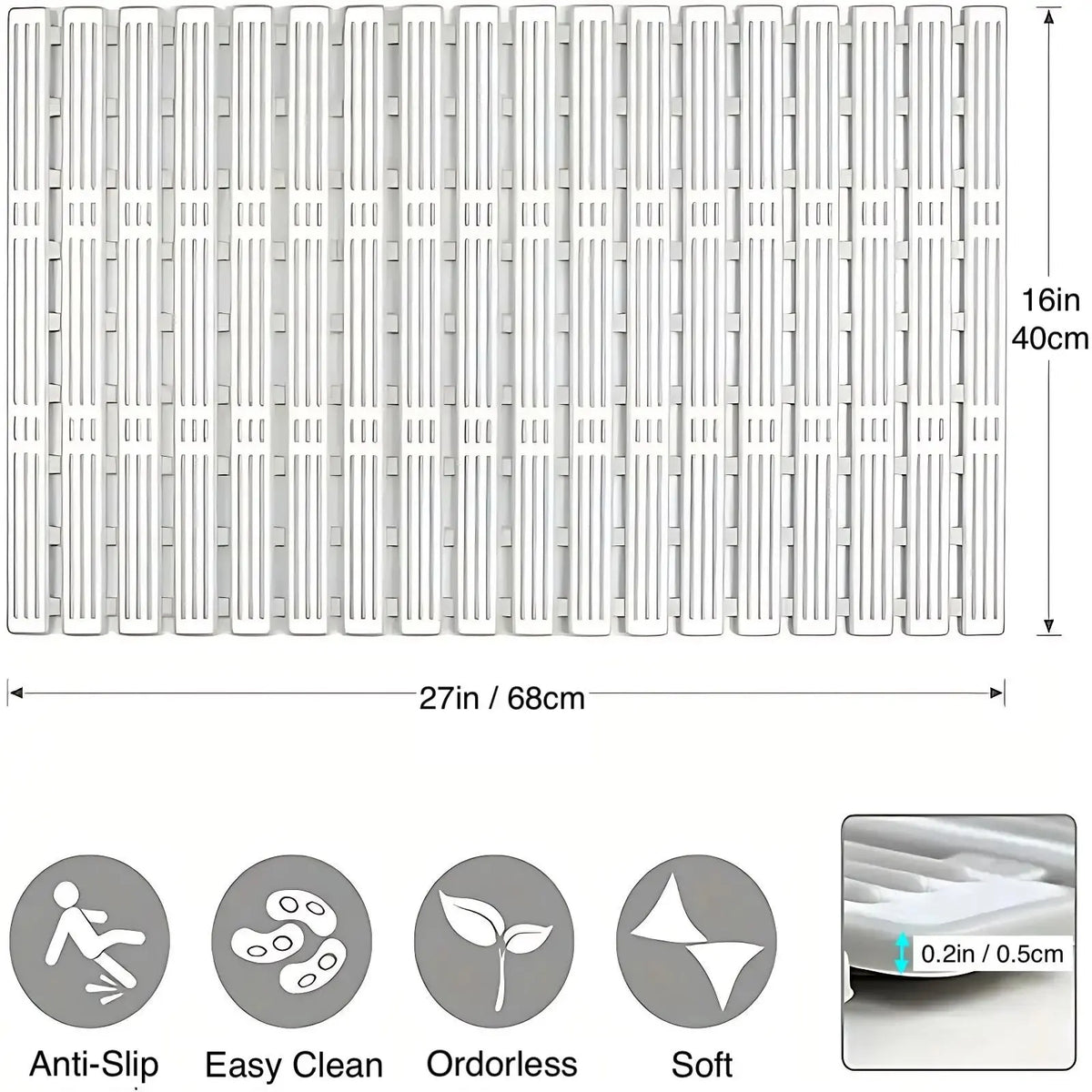 Non-slip Bath Mat, 1 Count Floor Mat with Suction Cup, Bathroom Mat, Bathroom Accessories, Home Supplies, Bath Tub Mat Non Slip, Non Slip Bath Mat For Tub