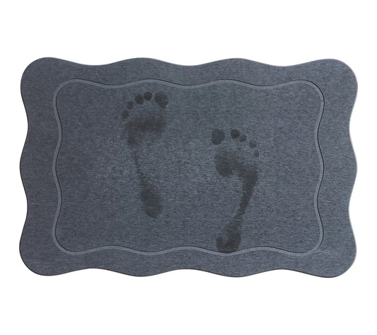 VCNY Home Grey Carved Scallop Diatomite Stone Bath Mat
