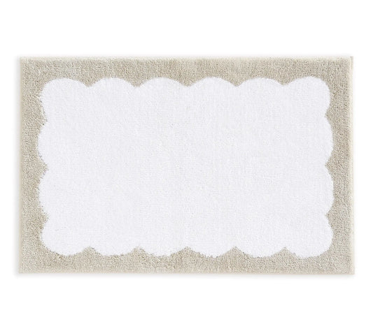 Martha Steweart Bedford Scallop White/Linen 34X21 Bath Rug