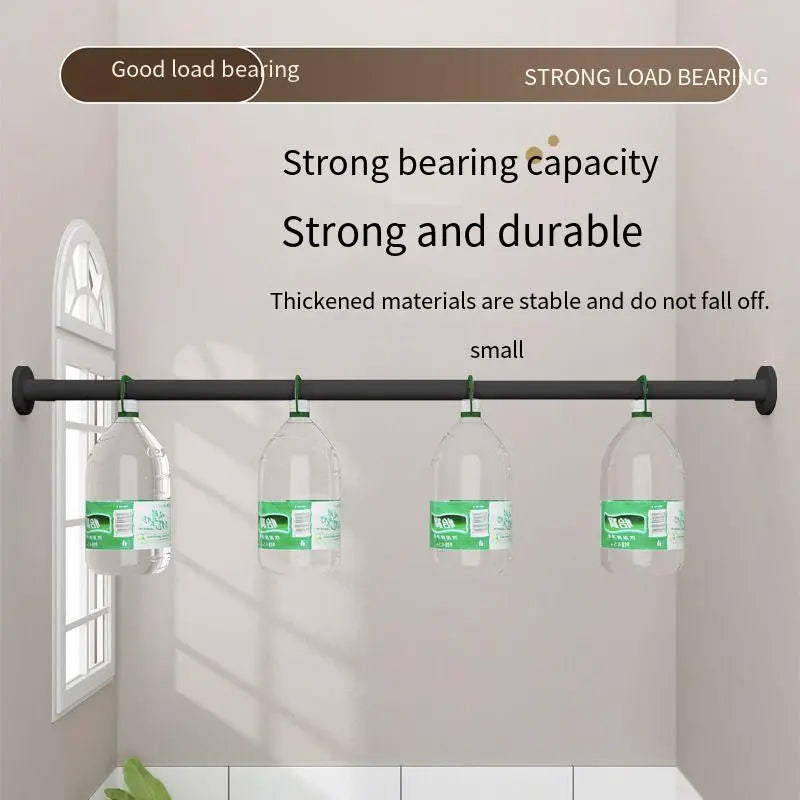 Wall-Mounted Extendable Rod, No-Drill Clothes Rack, Curtain Holder, Stainless Steel Bath Curtain Rod, Closet Support Pole, Adjustable Pole