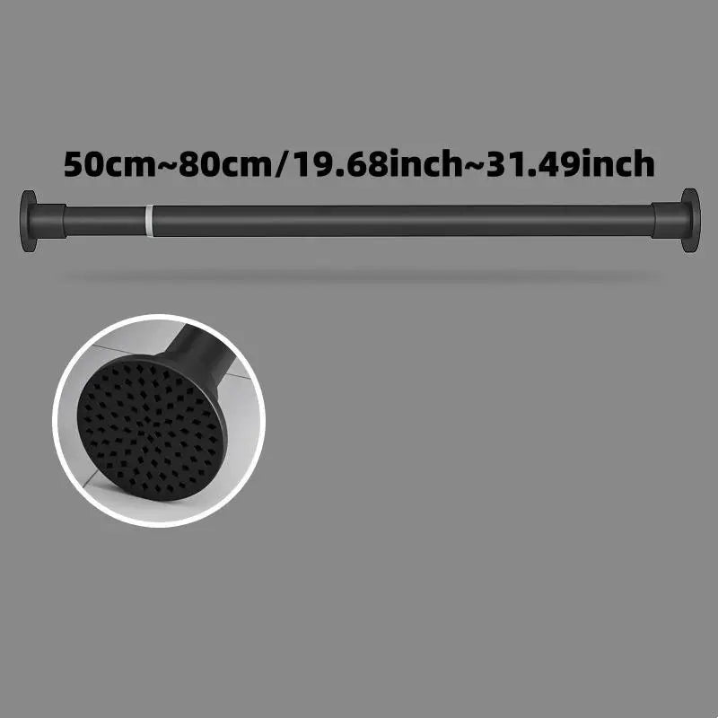 Wall-Mounted Extendable Rod, No-Drill Clothes Rack, Curtain Holder, Stainless Steel Bath Curtain Rod, Closet Support Pole, Adjustable Pole