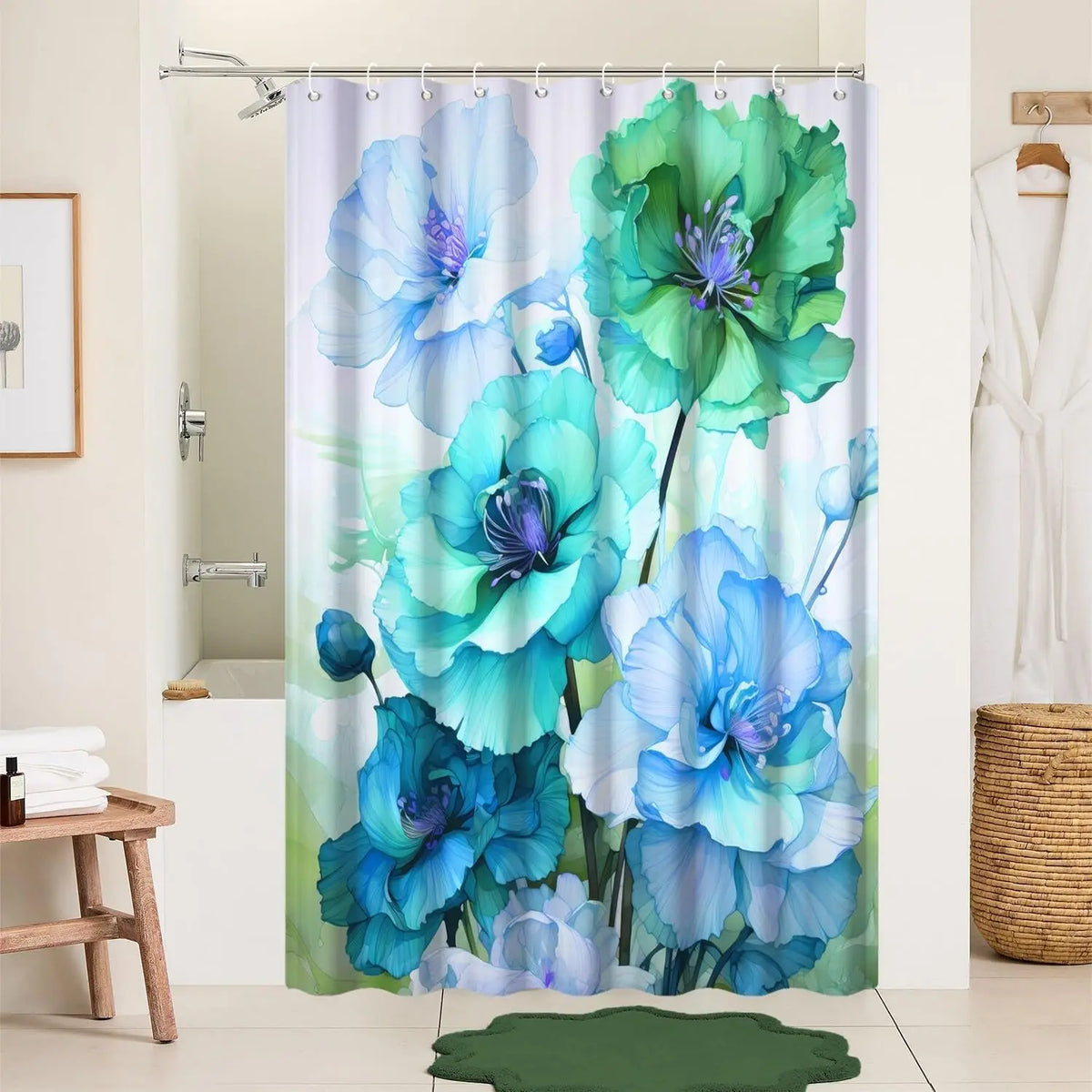 Pink Shower Curtain for Bathroom Rose Pink Floral Shower Curtain Set with Hooks Abstract Purple Pink Flowers Bathtub Decor Waterproof Fabric Curtains 72x72inches
