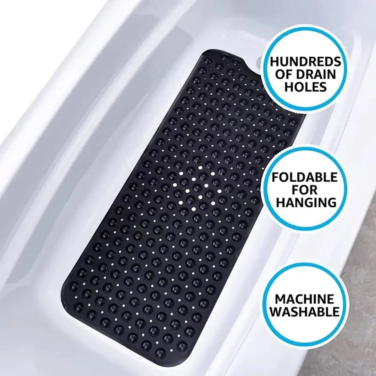 Bathtub & Shower Mat with Suction Cup Design, Non-slip Folding Bath Mat, Bathroom Accessories