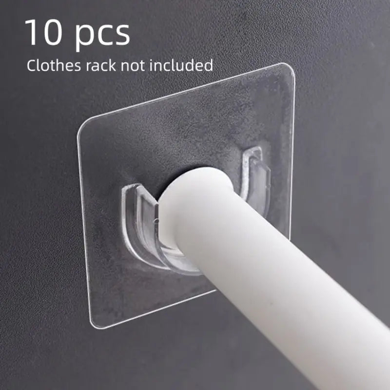 10pcs No-Drill Extendable Adjustable Rod Holder, Curtain Rod Fixed Bracket, Strong Adhesive Hanging Rod Stand, Wall-Mounted Shower Curtain Track Holder, Restroom Bathroom Accessories