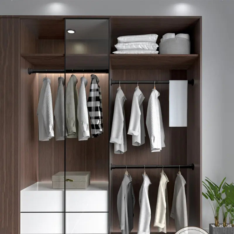 Wall-Mounted Extendable Rod, No-Drill Clothes Rack, Curtain Holder, Stainless Steel Bath Curtain Rod, Closet Support Pole, Adjustable Pole