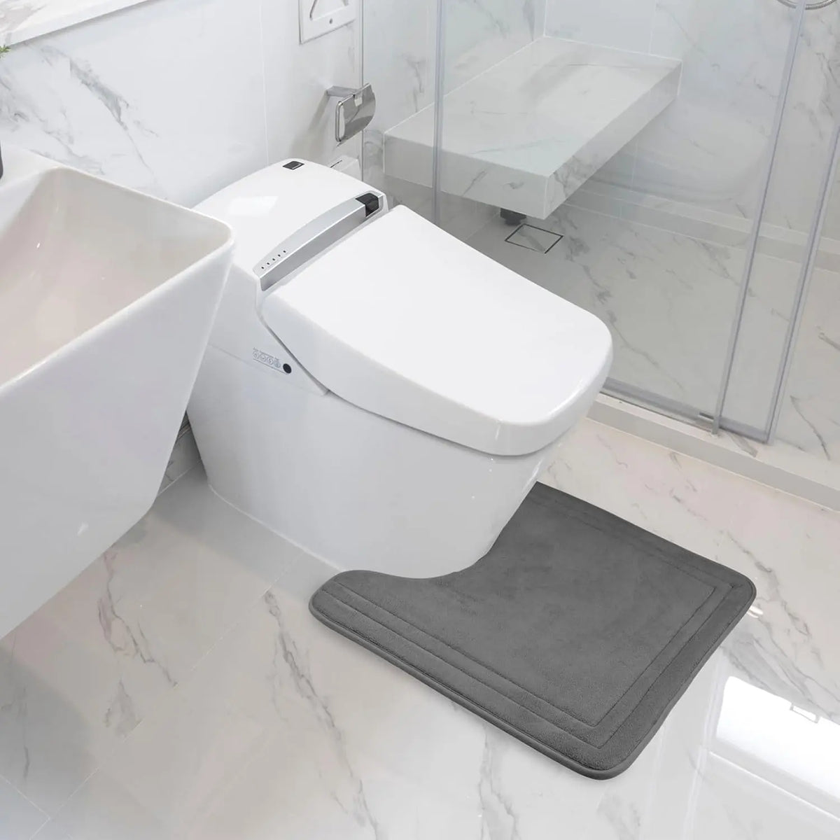 Toilet Rugs U Shaped Washable Non Slip Toilet Floor Mat Memory  Contour Bath Rugs for Bathroom