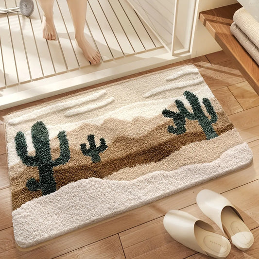 1pc Premium Rectangle Desert Pattern Bathroom Rug - Absorbent, Non-Slip, Comfortable - for Bathroom Floor, Home Decor, Christmas Gift