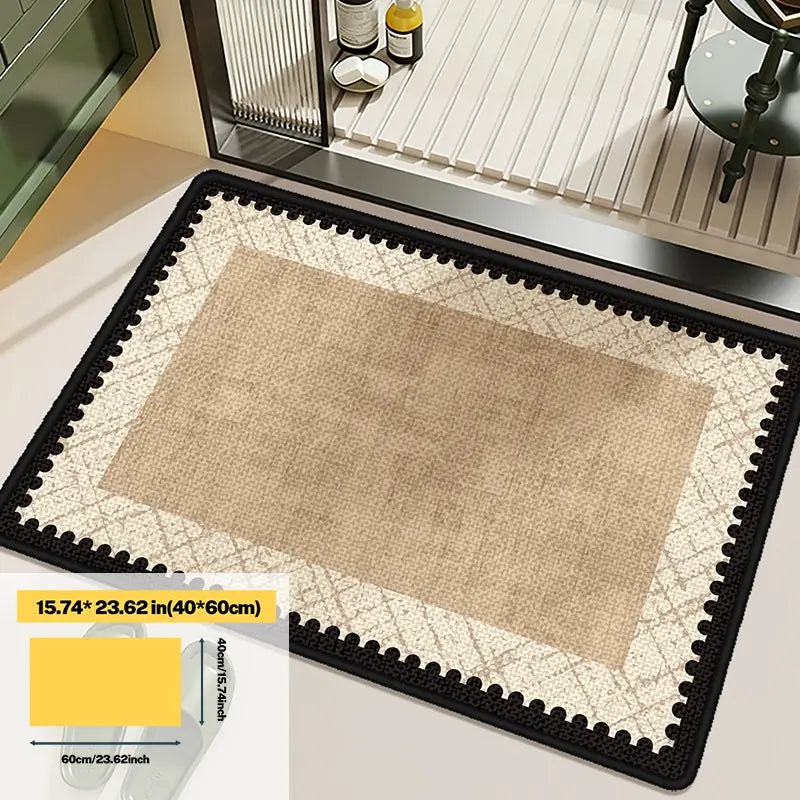 Bathroom Mat, Breathable Quick-Dry Fiber, Non-Slip Bottom, Suitable for Bathrooms and Laundry Areas