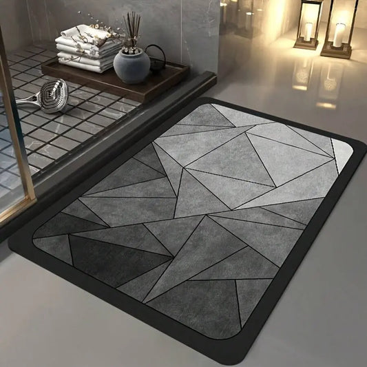Diatomaceous Earth Stone Bath Mat - Anti-Slip, Super Absorbent Fast-Dry Rectangle Bathroom Rug, Decorative Accessory for Modern Bath Look, Slip-Safe Shower Rooms, Doorways