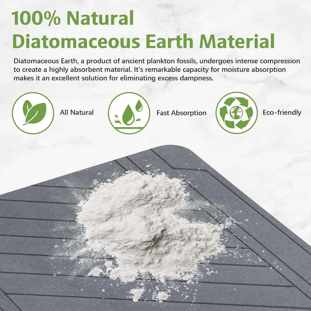 Rectangle Mineral Diatomite Bath Mat - 23.6"x15.4" Ultra Absorbent, Non-Slip, Quick Drying Bath Mat for Tub, Wetroom Bathrooms, Easy to Clean Home Decor Bathroom Accessory Home Essential