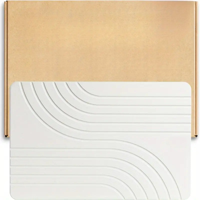 Rectangle Sandstone Diatomaceous Earth Bath Mat - Non-Slip, Quick-Drying, Absorbent, Plain Modern Aesthetic, Hand Wash Only, 23.5x15in Indoor Bathroom Accessory for Shower, House Accessories, Bath Decor