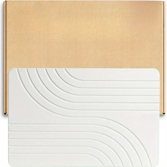 Rectangle Sandstone Diatomaceous Earth Bath Mat - Non-Slip, Quick-Drying, Absorbent, Plain Modern Aesthetic, Hand Wash Only, 23.5x15in Indoor Bathroom Accessory for Shower, House Accessories, Bath Decor