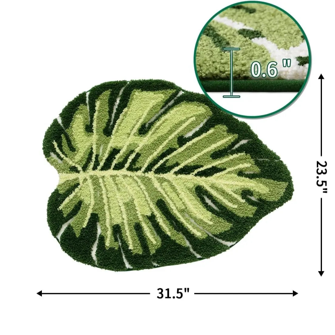 LUMI Green Leaf Canopy Bathroom Mat Non-slip Microfiber Rugs Absorbent Comfortable Tropical Palm Hawaiian Plants Decor Machine Washable Floral Design Fluffy Tufted Bathmat Home Goods