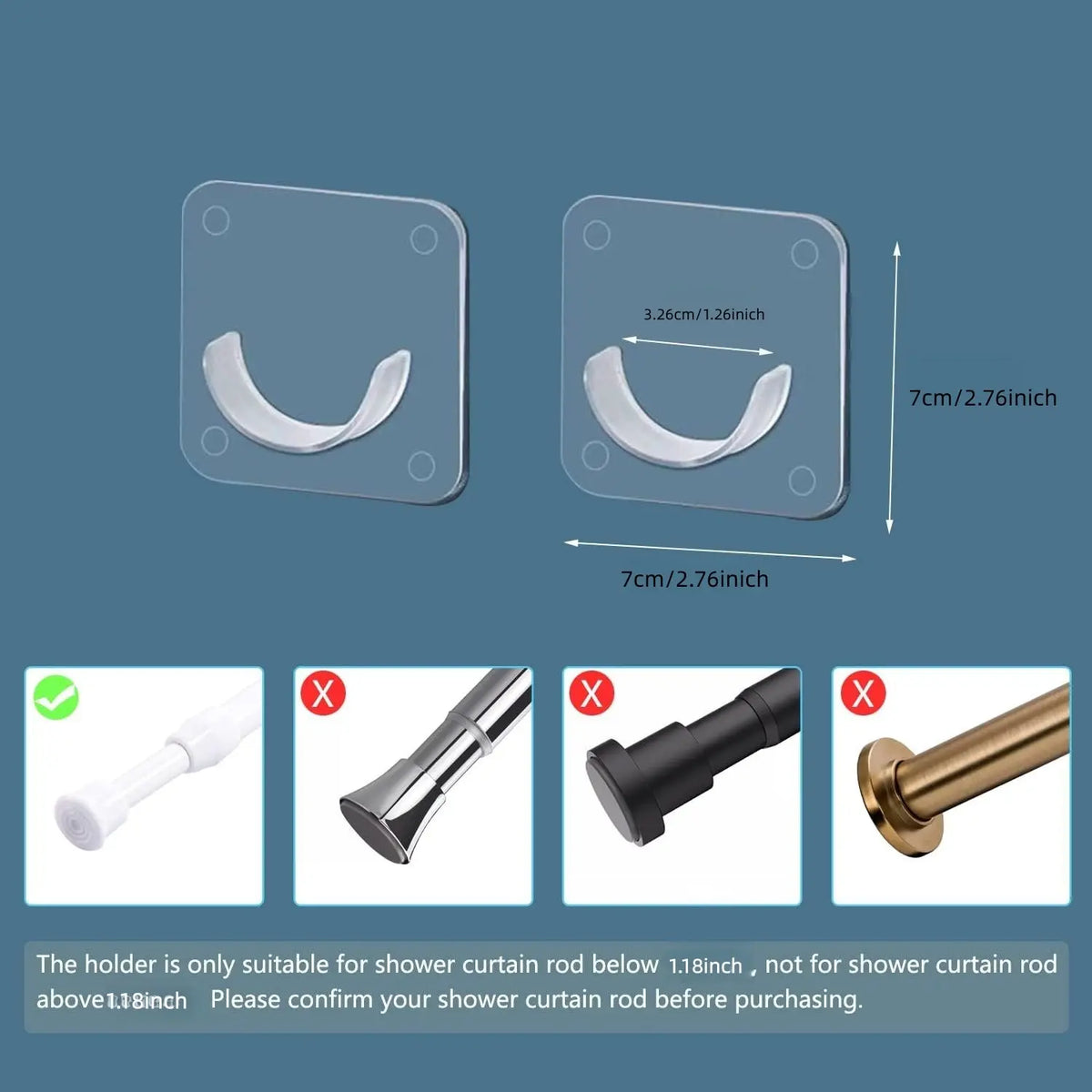 10pcs No-Drill Extendable Adjustable Rod Holder, Curtain Rod Fixed Bracket, Strong Adhesive Hanging Rod Stand, Wall-Mounted Shower Curtain Track Holder, Restroom Bathroom Accessories