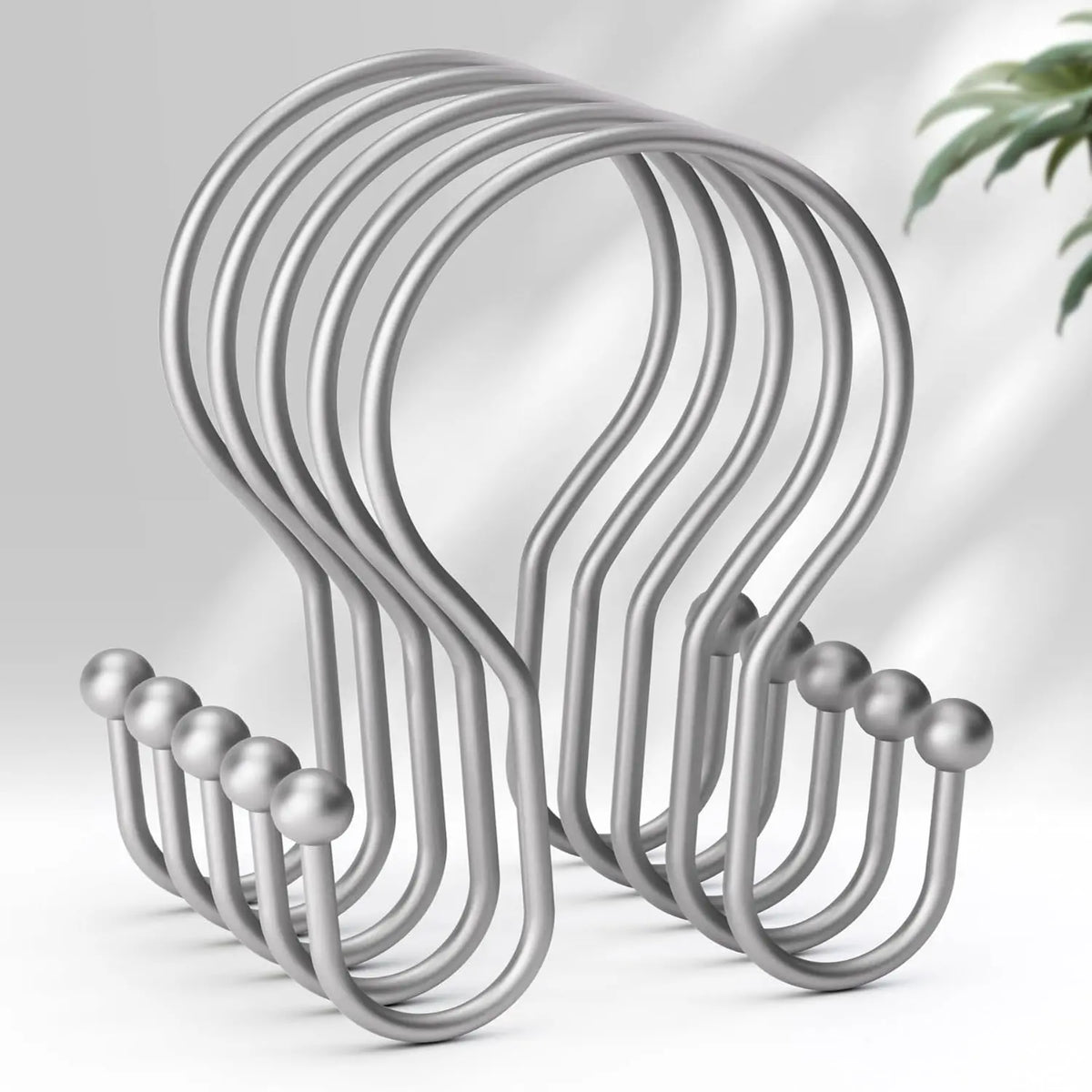 AmazerBath Rustproof Metal Slide-On Double Sided Shower Curtain Hooks - Sturdy, Easy Installation on Rod, 12-Piece Multi-Purpose Bathroom Decor Set