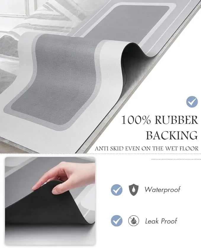 Classic Anti-Skid Bathroom Rug Set - Rectangle Leather Bath Mat, Multi-Size, Smooth Surface, Durable, Soft Highly Absorbent, Quick-Drying, Thin, Easy to Clean, Water-Repellent Floor Mat for Bathtub, Vanity Table