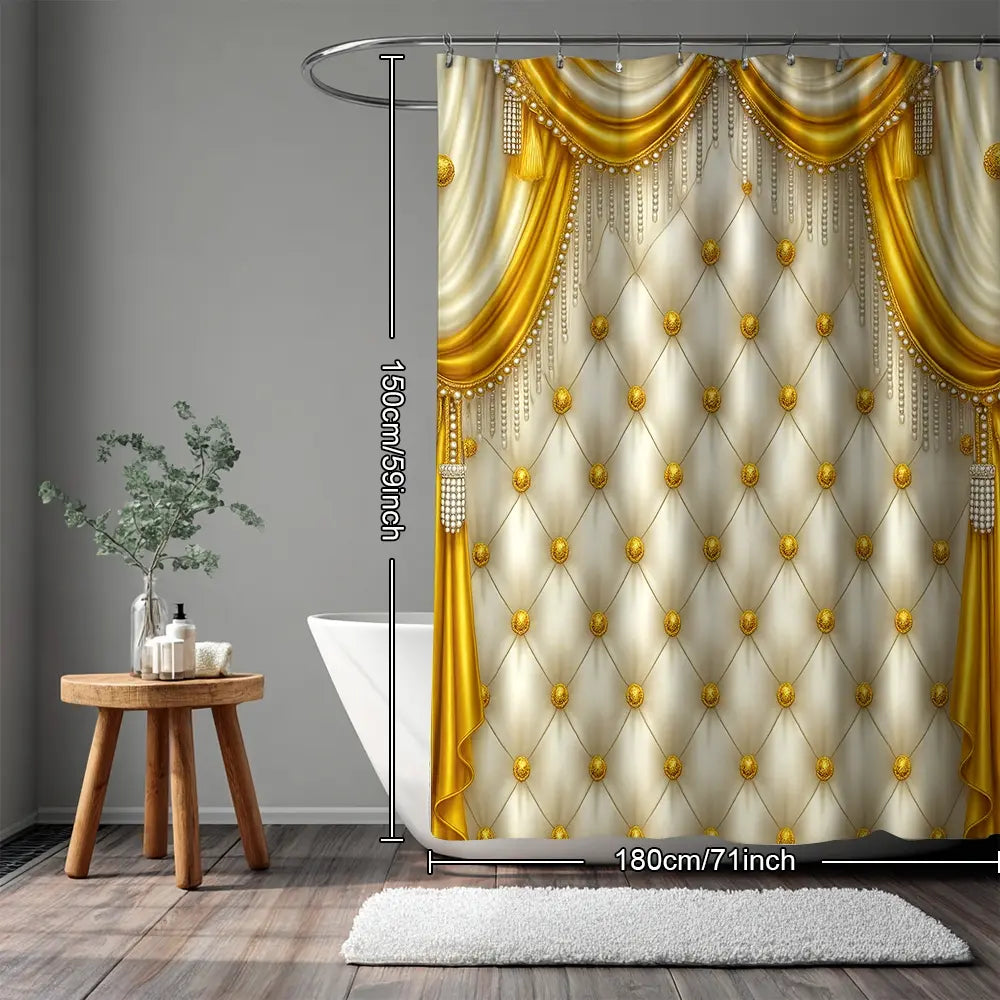 Luxury Bathroom Curtain Set, 1 Shower Curtain, 1 Toilet U-Shape Mat, 1 Rectangular Mat, 1 Toilet Lid Cover, Casual Style, Wall Mounted, Shower Curtain Sets, Bathroom Decoration Accessories, Bathroom Decor And Accessories