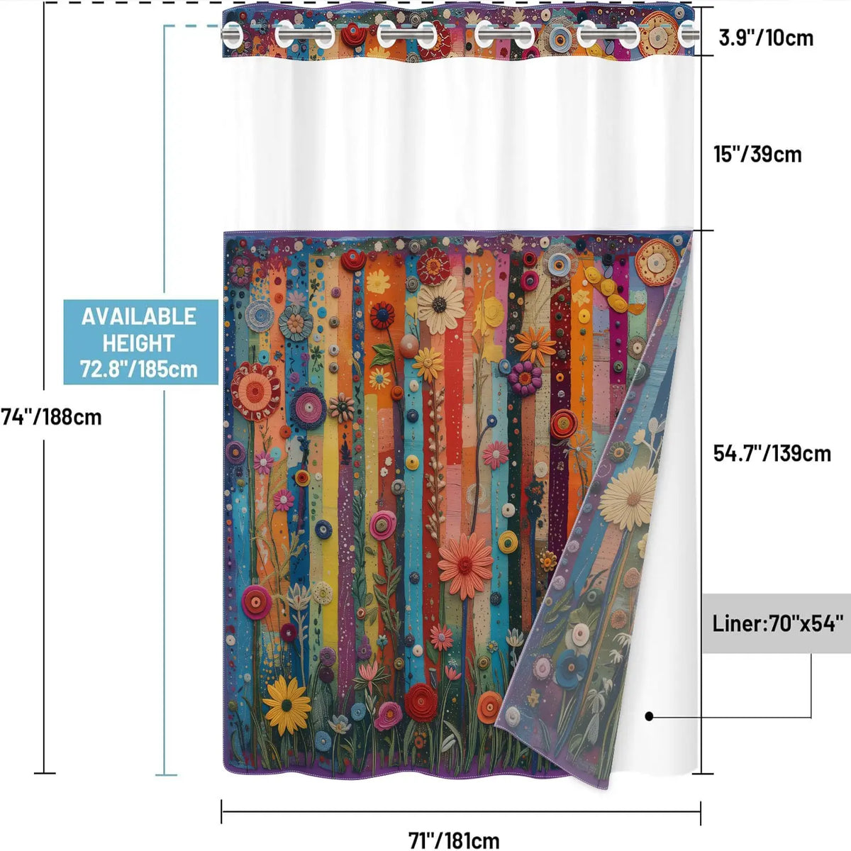 1PC/4PCS 2D Flat Printing Striped Floral Shower Curtain, Floral Shower Curtains For Bathroom, Printed Shower Curtain, home bathroom decor accessories, shower curtain set with 12 hooks, non-slip bathroom rug, U-shaped toilet seat cover