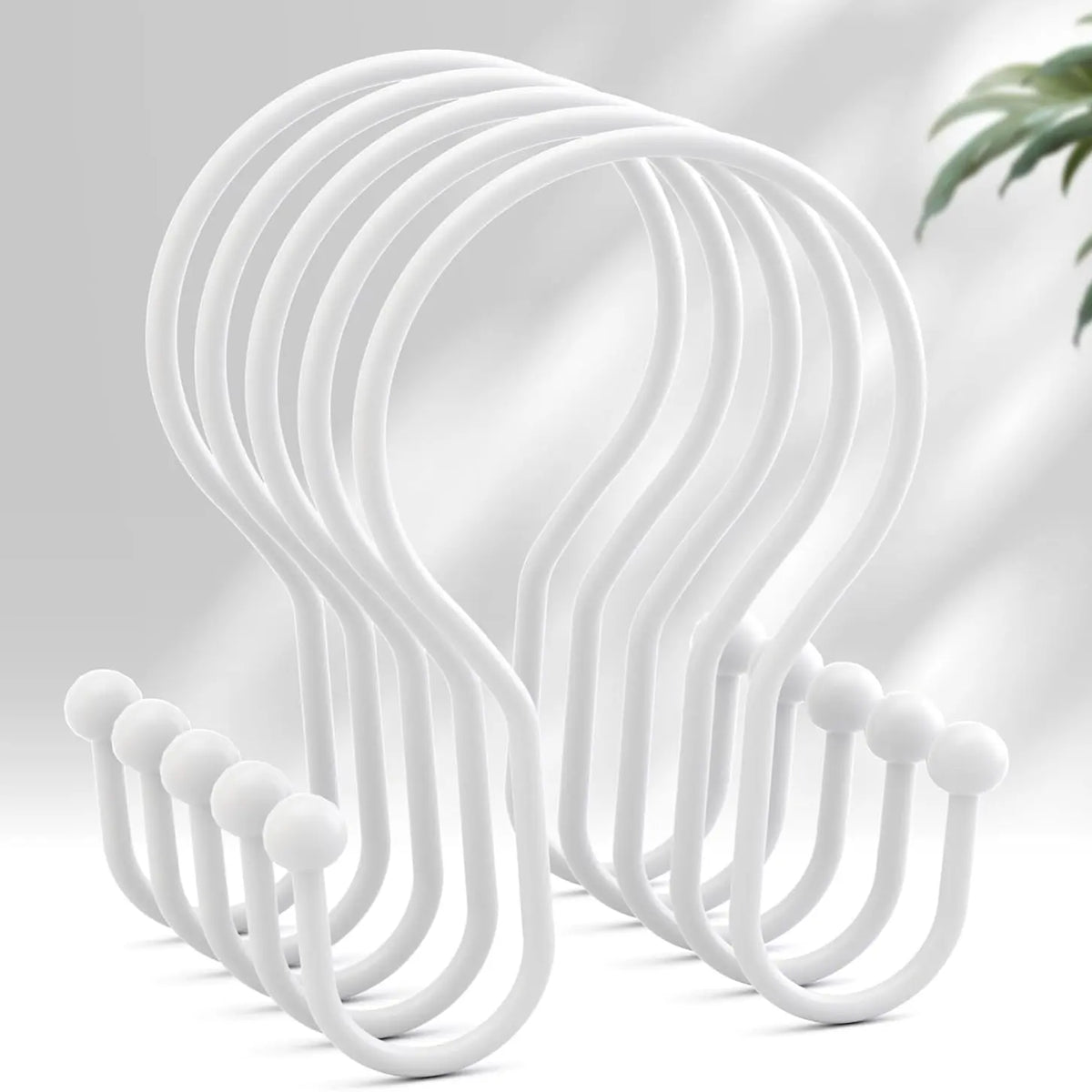 AmazerBath Rustproof Metal Slide-On Double Sided Shower Curtain Hooks - Sturdy, Easy Installation on Rod, 12-Piece Multi-Purpose Bathroom Decor Set