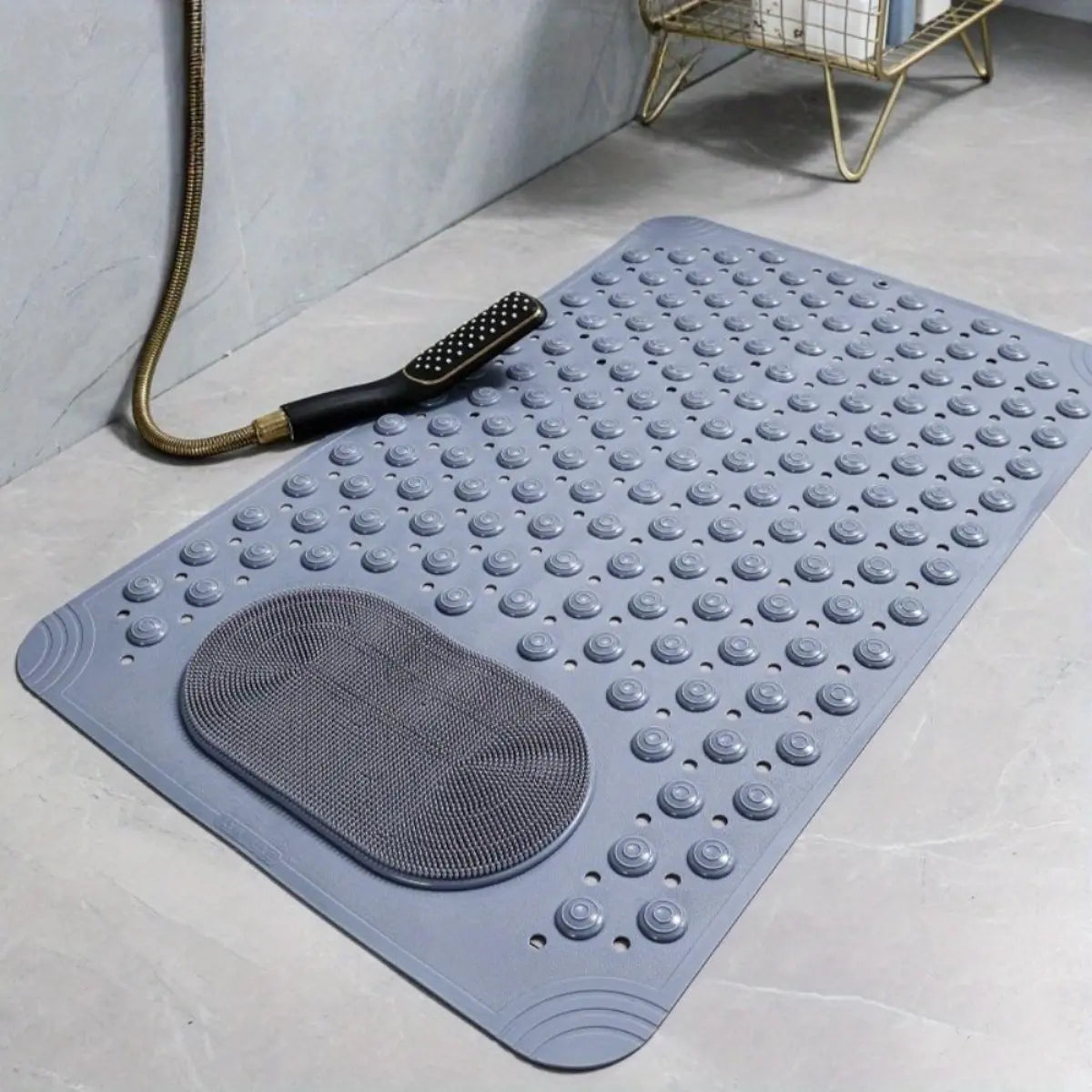 Non-Toxic Synthetic Bathroom Rug, Non-Slip Shower Bath Mat with Suction Cups, Quick-Drain Textured Surface, Water-Absorbent, Easy-to-Clean for Home Use, Non Slip Mats