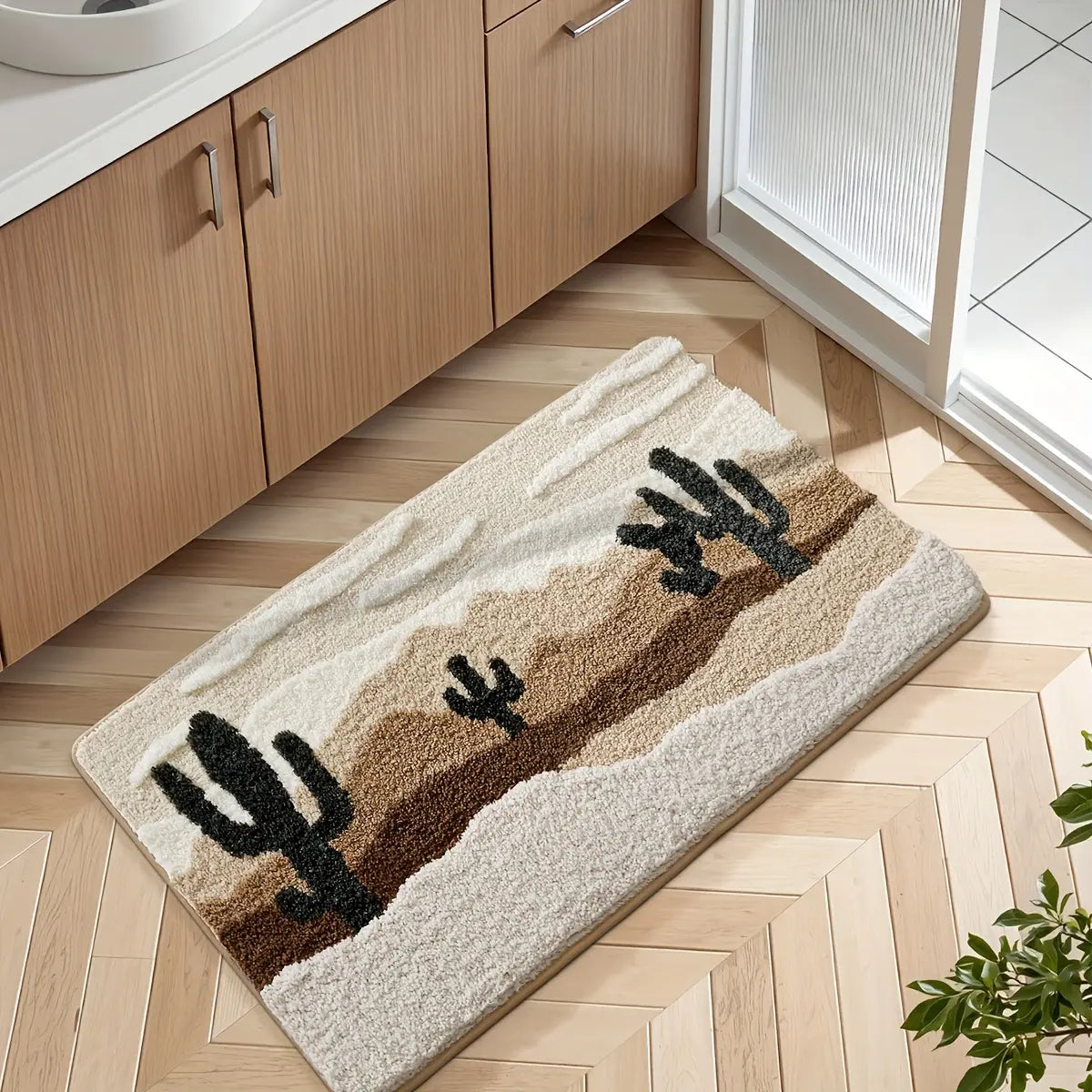 1pc Premium Rectangle Desert Pattern Bathroom Rug - Absorbent, Non-Slip, Comfortable - for Bathroom Floor, Home Decor, Christmas Gift