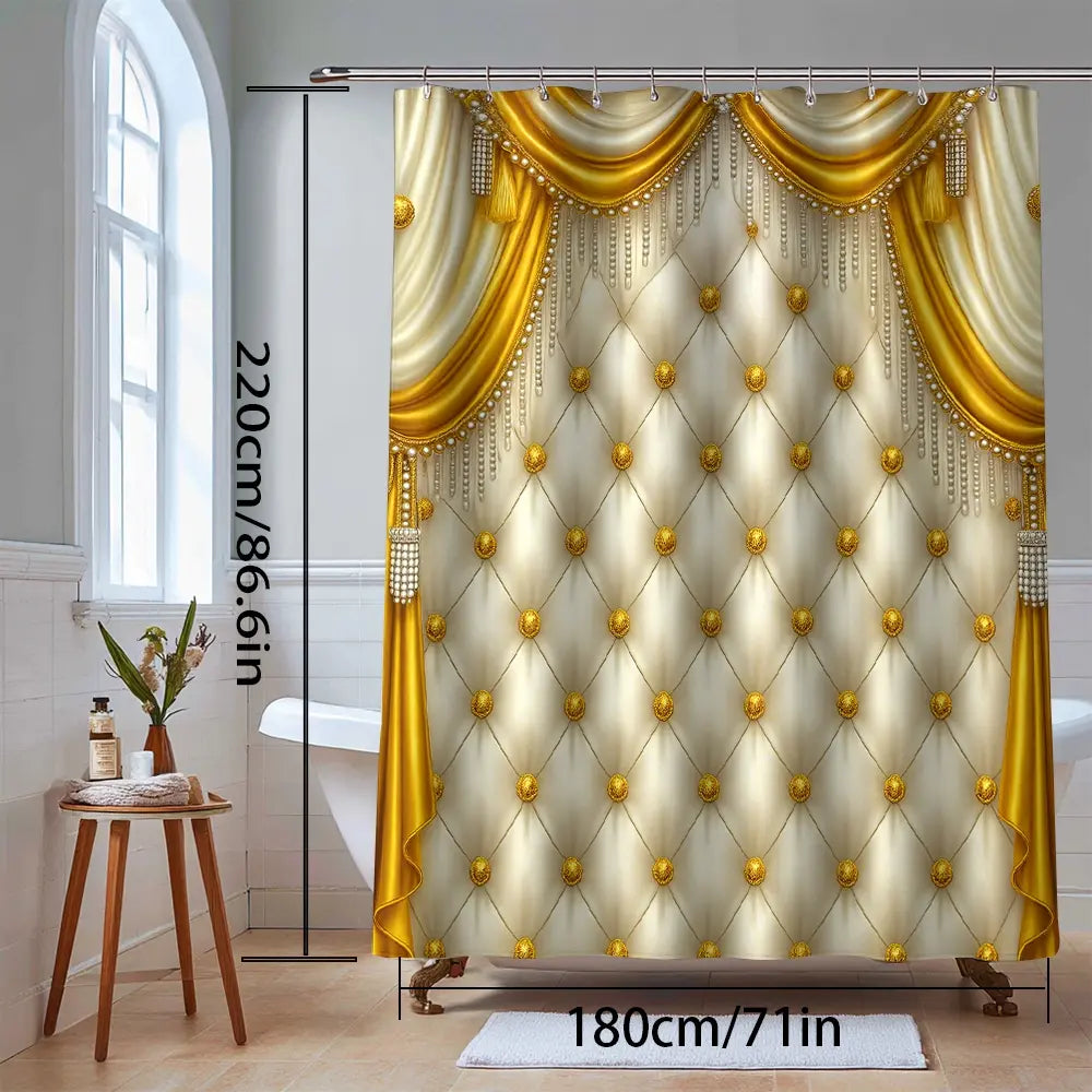 Luxury Bathroom Curtain Set, 1 Shower Curtain, 1 Toilet U-Shape Mat, 1 Rectangular Mat, 1 Toilet Lid Cover, Casual Style, Wall Mounted, Shower Curtain Sets, Bathroom Decoration Accessories, Bathroom Decor And Accessories