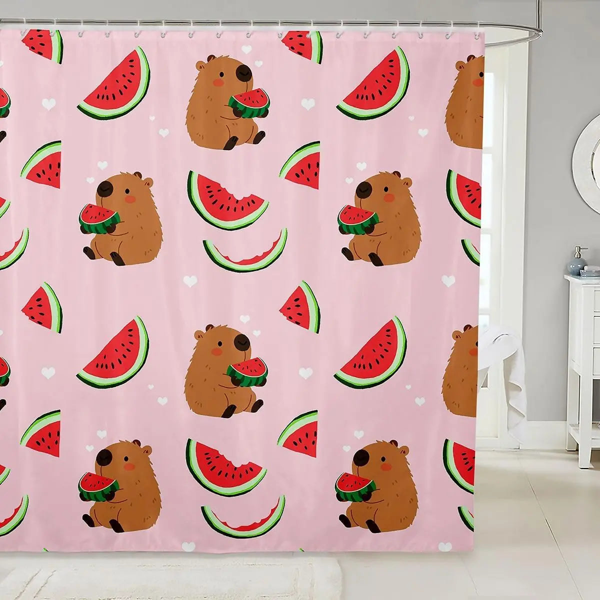 Feelyou Fun Bow Tie Bow Pink Cute Goose Shower Curtain, 1-Piece Waterproof Polyester Bathroom Accessory, for Gym, School Bathtub Stall, 72"x72" Home Bathroom Decor