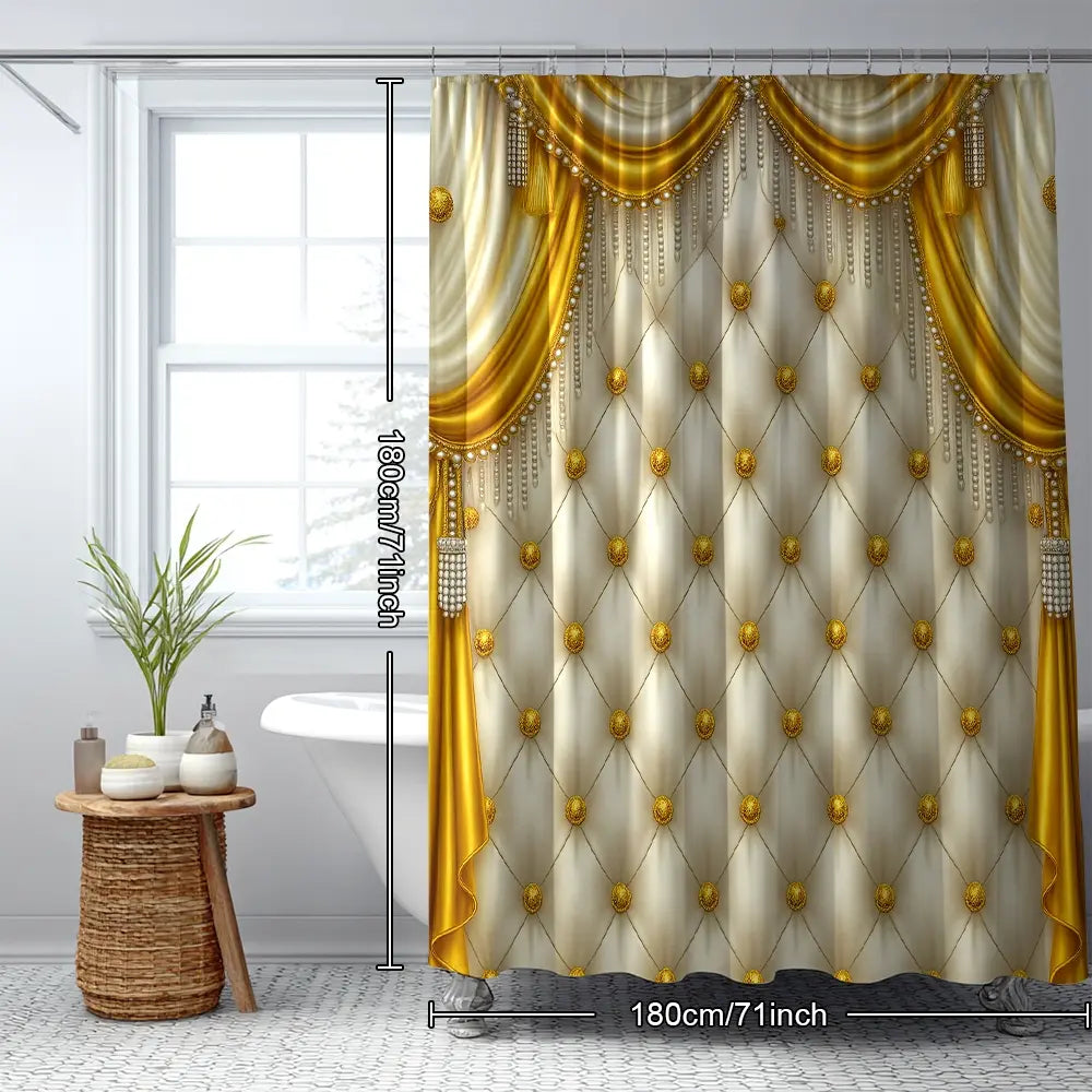 Luxury Bathroom Curtain Set, 1 Shower Curtain, 1 Toilet U-Shape Mat, 1 Rectangular Mat, 1 Toilet Lid Cover, Casual Style, Wall Mounted, Shower Curtain Sets, Bathroom Decoration Accessories, Bathroom Decor And Accessories