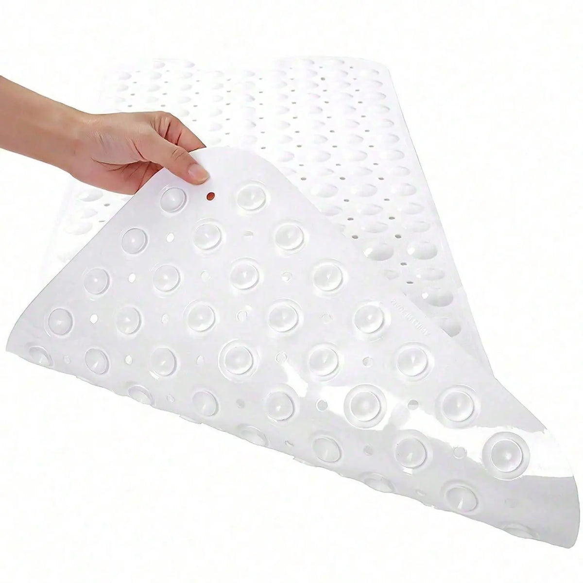 Antislip Grip PVC Bath Mat for Tub, 40x16 in Extra Long Soft Pebble Texture, Machine Washable, Fast-Drying Drainable, Strong Suction Cups, for Family, Bathroom Household Items (Blue, Clear, Light Gray, Black)