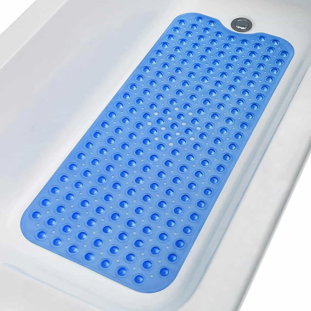 Shower Floor Mat 40x16 Inch,Non Slip Bath Mat With Firm Suction Cups,Extra Large Machine Washable Bathtub Rug,Drain Holes Keep Tub Clean,Waterproof Mold Resistant Rubber PVC Mat,Blue Black Transparent Light Gray,Home Essentials For All Ages Family