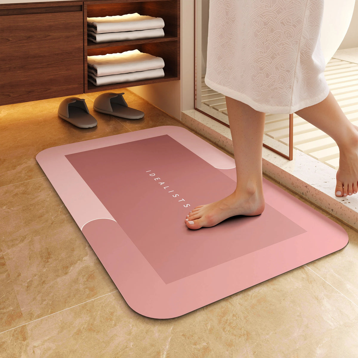 Premium Quick-Dry Bathroom Mat-Ultra-Absorbent Thin Diatomite Bath Mat-Rubber Backing Thin Non-Slip Machine Washable and Mildew-Resistant Rug for Shower,Kitchen,Laundry Room and More with Geometric Design and Easy Cleaning  Halloween & Christmas Gift