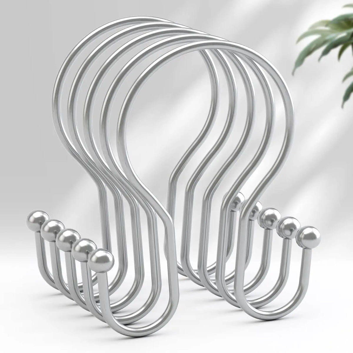 AmazerBath Rustproof Metal Slide-On Double Sided Shower Curtain Hooks - Sturdy, Easy Installation on Rod, 12-Piece Multi-Purpose Bathroom Decor Set