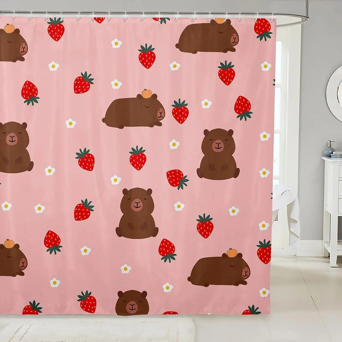 Feelyou Fun Bow Tie Bow Pink Cute Goose Shower Curtain, 1-Piece Waterproof Polyester Bathroom Accessory, for Gym, School Bathtub Stall, 72"x72" Home Bathroom Decor